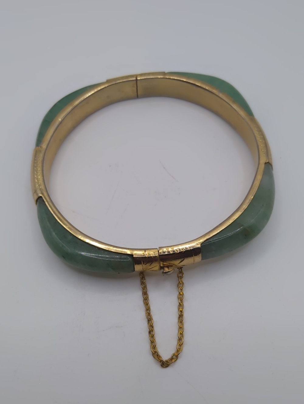 Jade Hinged 925 Bracelet Sz 7